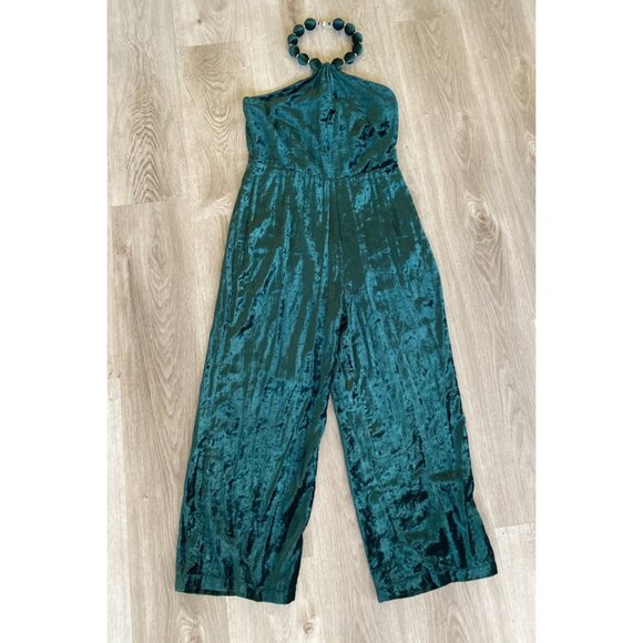 Samantha Pleet Velvet Jumpsuit Green St. Patrick's Day - Picture 1 of 10